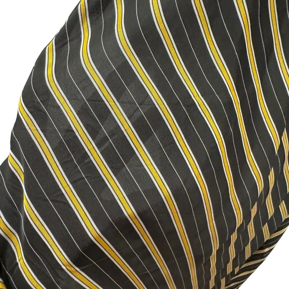 GANNI Striped Long Sleeve Wrap Maxi Dress Size EU 36/S/US 4 Black Gold - Picture 14 of 16